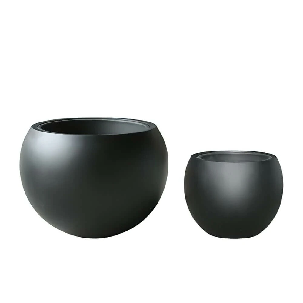 2er Set Blumenkübel Aus Polystone - Matt Schwarz - Estera 1 2er Set Blumenkübel Aus Polystone - Matt Schwarz - Estera