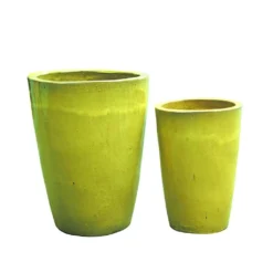 2er Set Garten Pflanzvase Aus Keramik - Limette - Limago