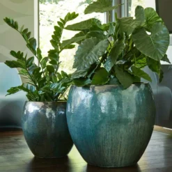 2er Set Outdoor Blumenkübel Aus Keramik - Jade - Gotingo