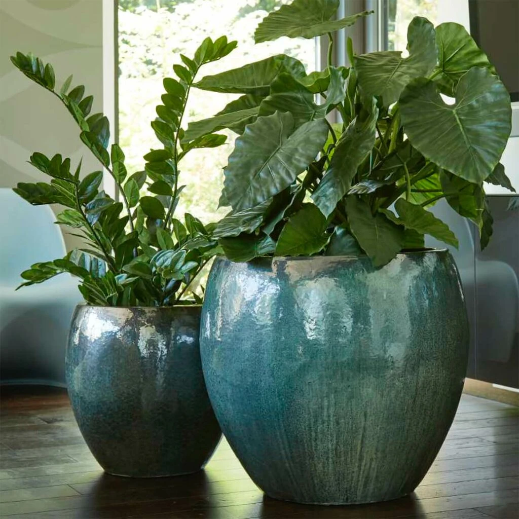 2er Set Outdoor Blumenkübel Aus Keramik - Jade - Gotingo 1 2er Set Outdoor Blumenkübel Aus Keramik - Jade - Gotingo