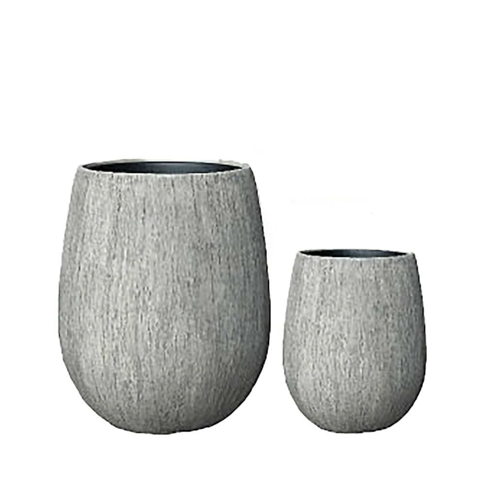 2er Set Pflanzkübel Aus Polystone Mit Einsatz - Rund - Grau Mit Holzstruktur-Optik - Yemaya 1 2er Set Pflanzkübel Aus Polystone Mit Einsatz - Rund - Grau Mit Holzstruktur-Optik - Yemaya
