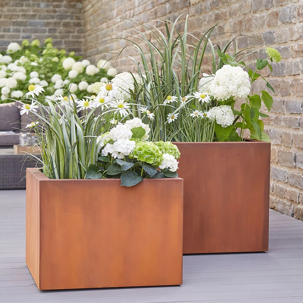 2er Set Pflanzkübel Aus Rost Metall - Eckig - Marbella 1 2er Set Pflanzkübel Aus Rost Metall - Eckig - Marbella