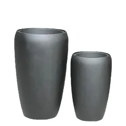 2er Set Pflanzvasen Mit Einsatz - Polystone - Schwarz - Outdoor - Benard