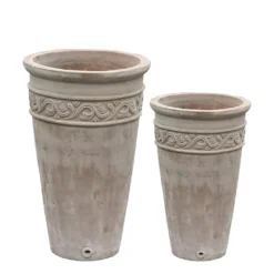 2er Set Pflanzvasen - Terrakotta - Rund - Forales Muster - Sia 4 2er Set Pflanzvasen - Terrakotta - Rund - Forales Muster - Sia -Garten Takt Verkäufe 2er set pflanzvasen terrakotta rund forales muster sia2