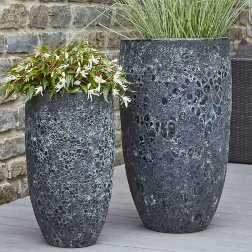 2er Set XXL Pflanzgefäße - Keramik - Schwarz - Outdoor - Jala 1 2er Set XXL Pflanzgefäße - Keramik - Schwarz - Outdoor - Jala