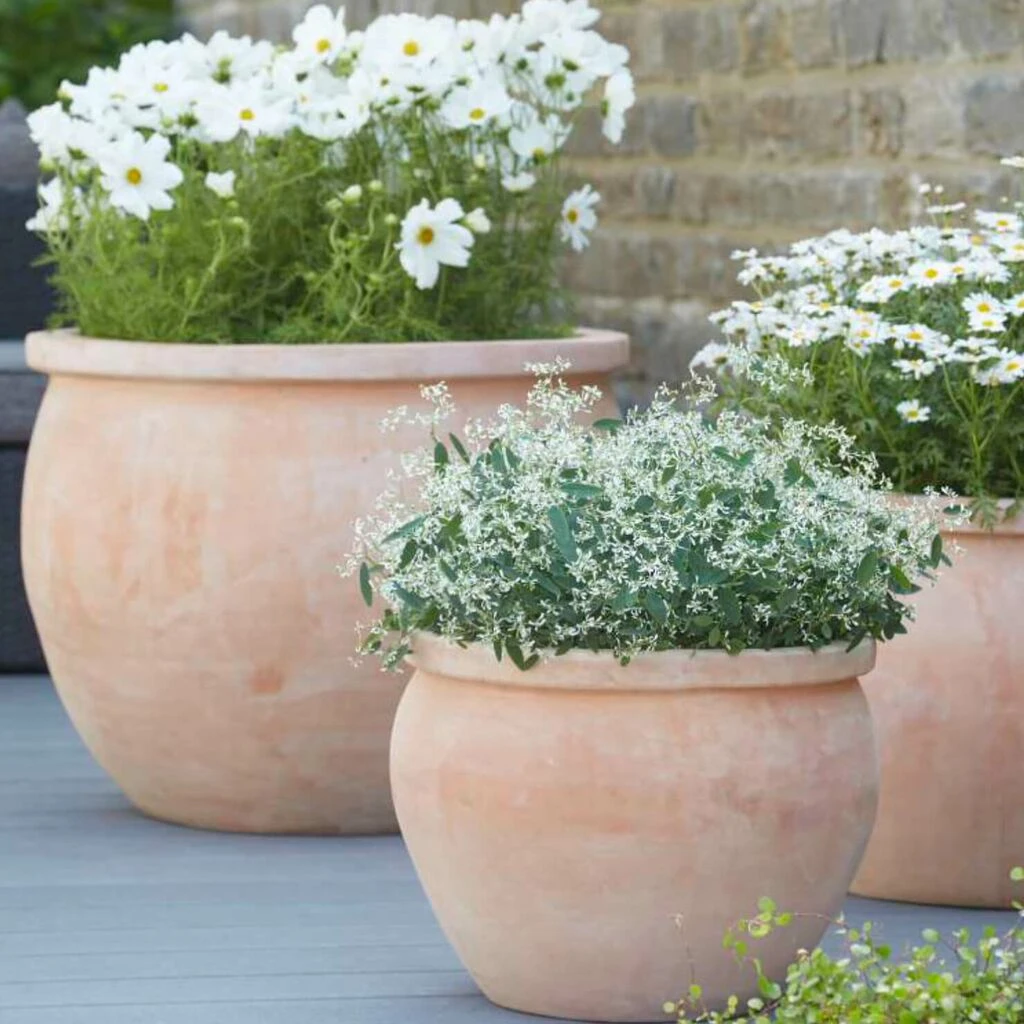 3er Set Outdoor Pflanzkübel - Terrakotta - Rund - Zena 1 3er Set Outdoor Pflanzkübel - Terrakotta - Rund - Zena
