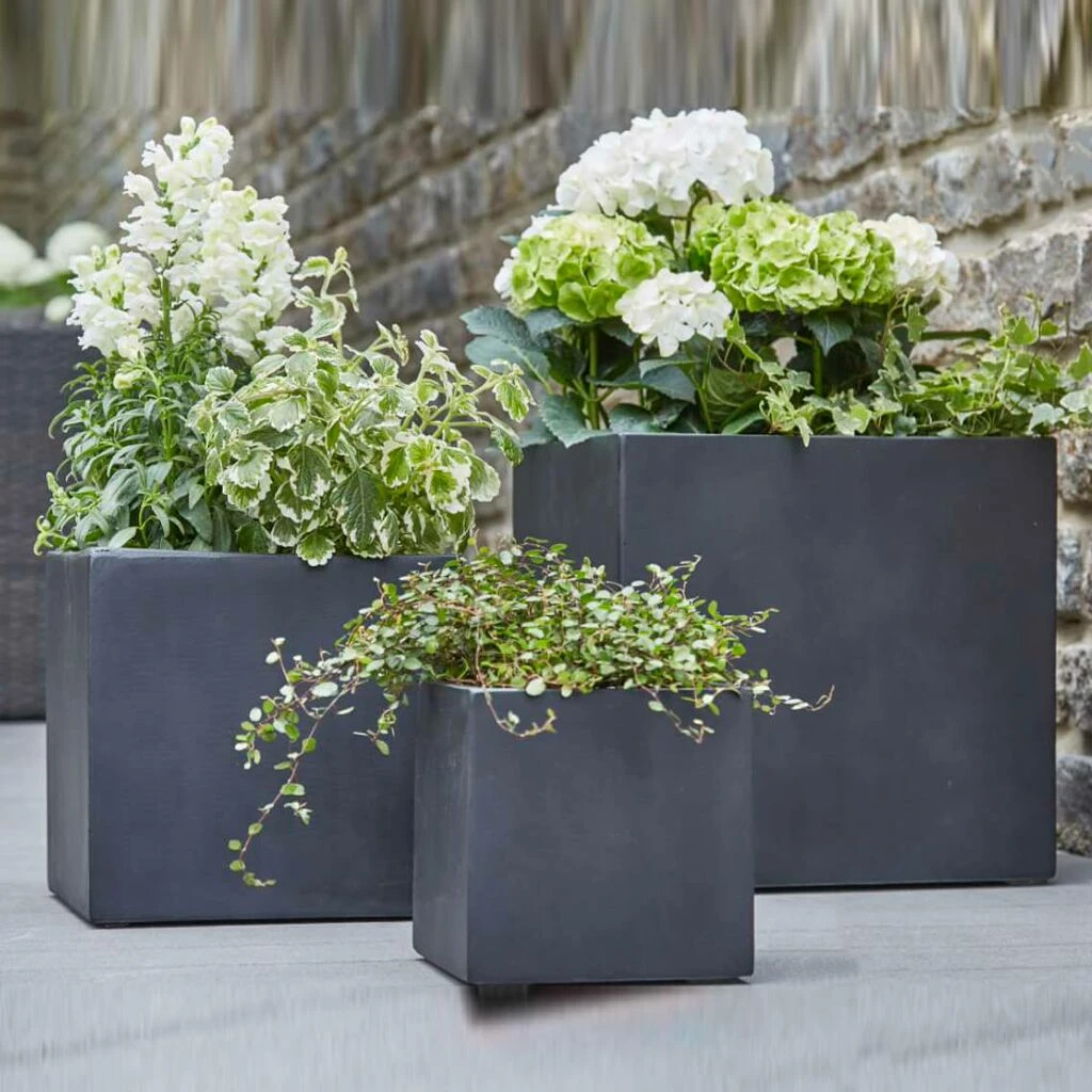 3er Set Pflanztröge Aus Polystone - Eckig - Schwarz - Enam 1 3er Set Pflanztröge Aus Polystone - Eckig - Schwarz - Enam