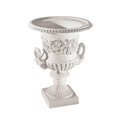 Antike Gartenamphore Marmorguss - Florale Ornamente - Trowana