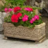 Dekorativer Steinguss Pflanztrog Mit Floraler Verzierung - Evando