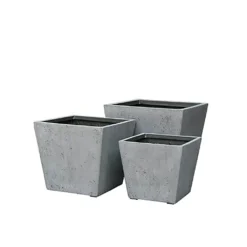 Eckige Pflanzkübel - Zement-Optik - 3er Set - Tondo