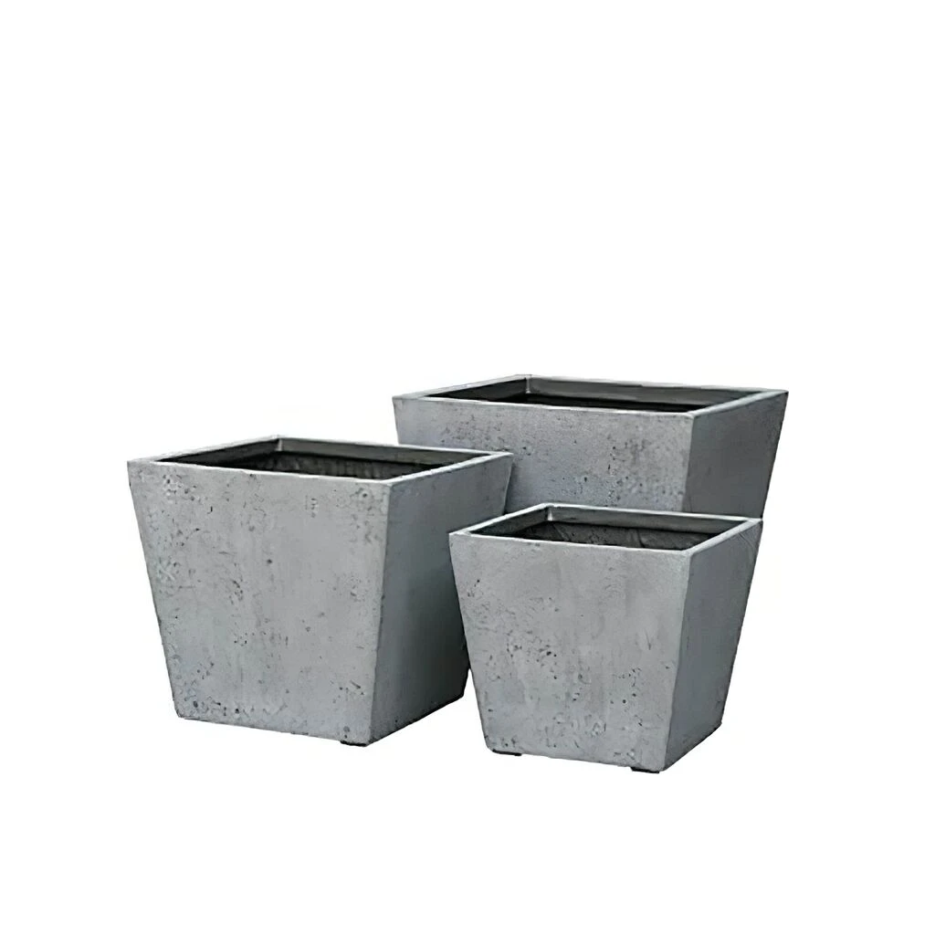 Eckige Pflanzkübel - Zement-Optik - 3er Set - Tondo 1 Eckige Pflanzkübel - Zement-Optik - 3er Set - Tondo