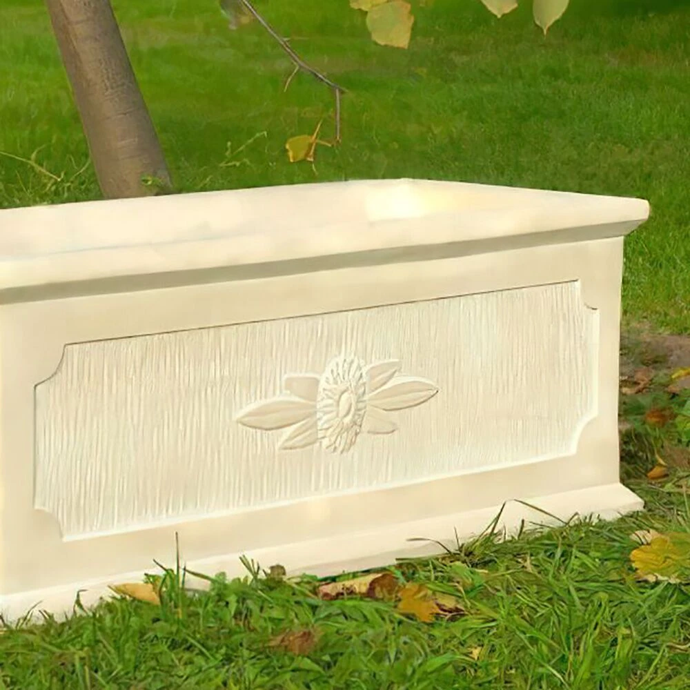 Eckiger Pflanztrog Aus Steinguss - Florales Design - Diotima 2 Eckiger Pflanztrog Aus Steinguss - Florales Design - Diotima – Bild 2