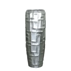 Edle XXL Vase Aus Polystone - Silber- Indoor - Mit Einsatz - Abeni