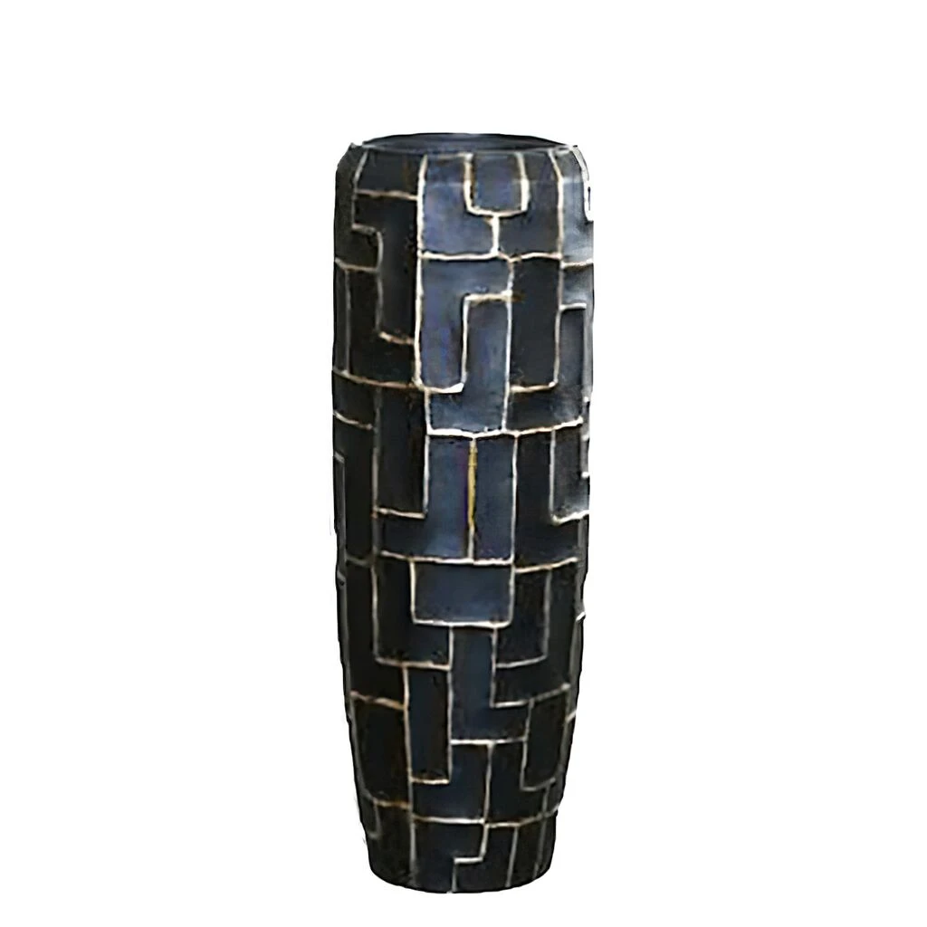 Edle XXL Vase Mit Einsatz Aus Polystone - Schwarz&Gold - Ayana 2 Edle XXL Vase Mit Einsatz Aus Polystone - Schwarz&Gold - Ayana – Bild 2