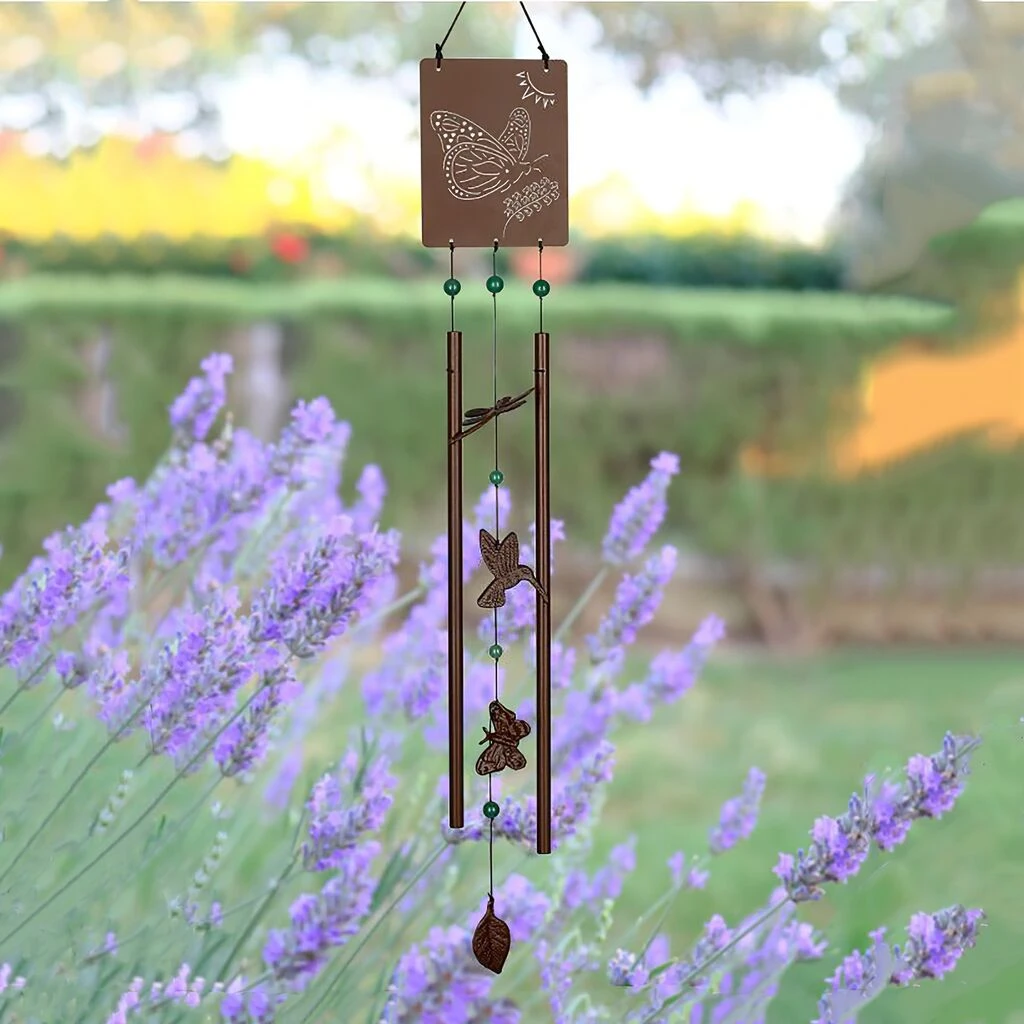 Florales Klangspiel In Bronzeoptik Mit Schmetterling & Kolibri - Victorian Butterfly Klein 1 Florales Klangspiel In Bronzeoptik Mit Schmetterling & Kolibri - Victorian Butterfly Klein