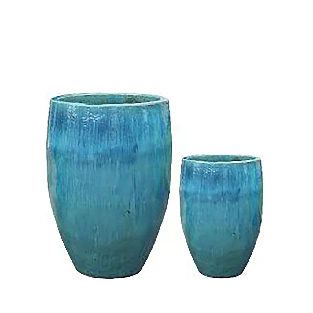 Garten Pflanzvase Aus Keramik - 2er Set - Blaugrün - Oleto 2 Garten Pflanzvase Aus Keramik - 2er Set - Blaugrün - Oleto – Bild 2