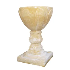 Kelchartiges Pflanzgefäß Mit Sockel Aus Steinguss - Kariri