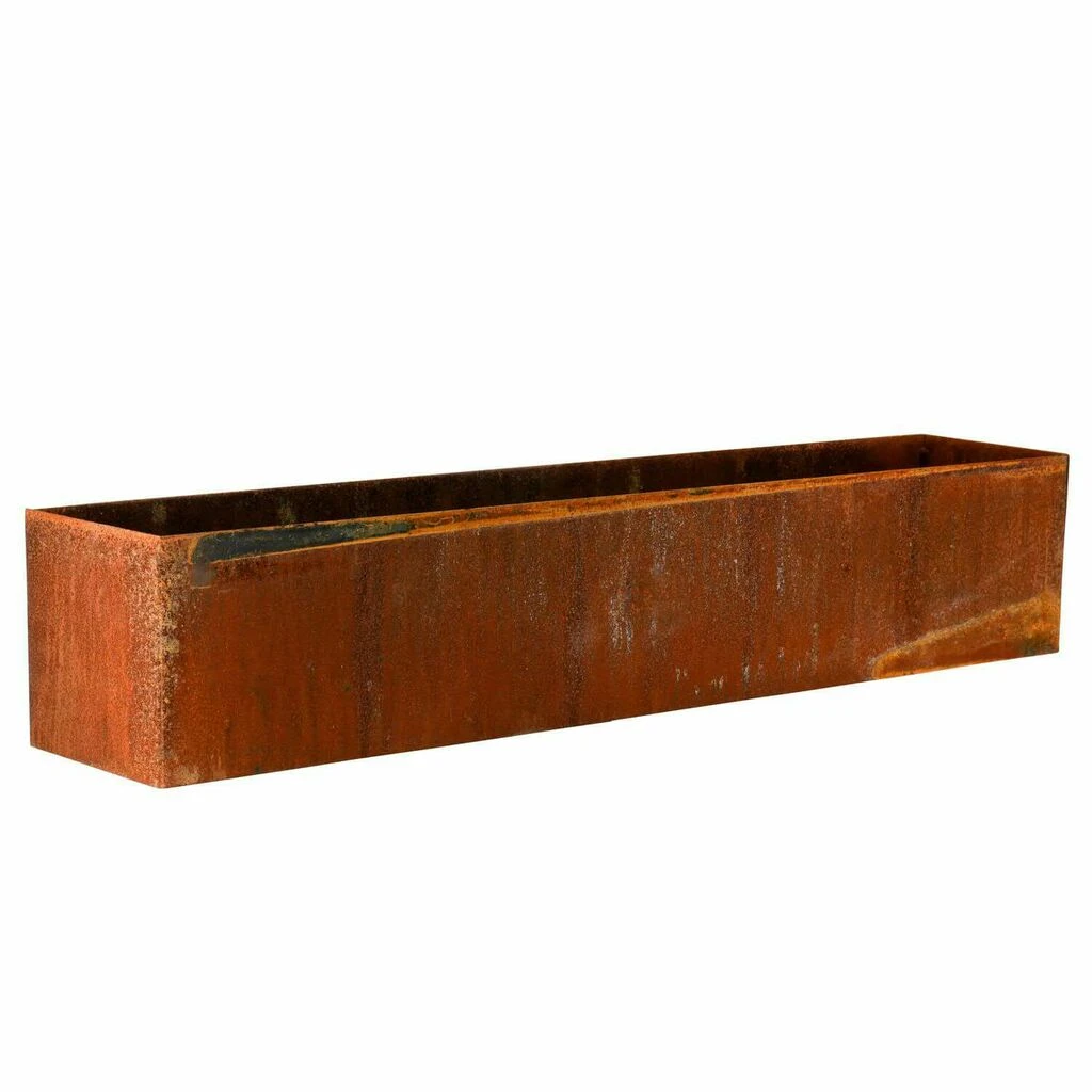 Langer Outdoor Pflanztrog Aus Eisen - Rostoptik - Wendekan 1 Langer Outdoor Pflanztrog Aus Eisen - Rostoptik - Wendekan