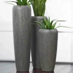 Moderne Garten Pflanzvase Aus Polystone In Grau - Rango