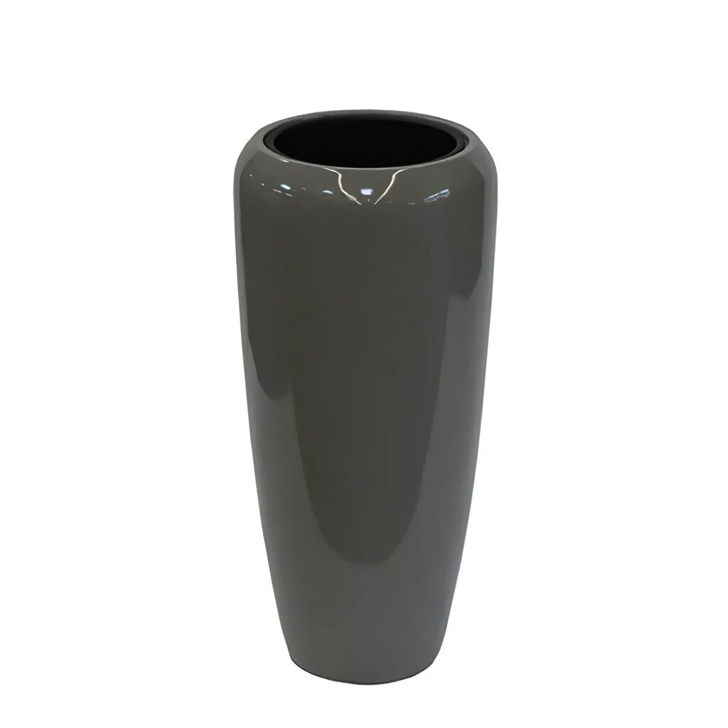 Moderne Garten Pflanzvase - Hochglänzend - Polystone Taupe - Offagna 2 Moderne Garten Pflanzvase - Hochglänzend - Polystone Taupe - Offagna – Bild 2