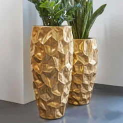 Moderne Indoor Pflanzvase Aus Polystone - Goldfarben - Restandor