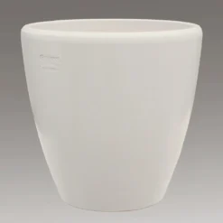 Pflanztrog Für Draußen - Steinzeug Winterfest - Rund - Elfenbein - Akaste Alba