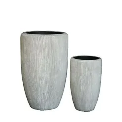 Polystone Pflanzgefäße Im 2er Set - Modern - Hellgrau - Barga