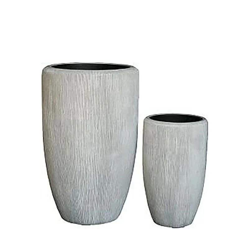 Polystone Pflanzgefäße Im 2er Set - Modern - Hellgrau - Barga 1 Polystone Pflanzgefäße Im 2er Set - Modern - Hellgrau - Barga