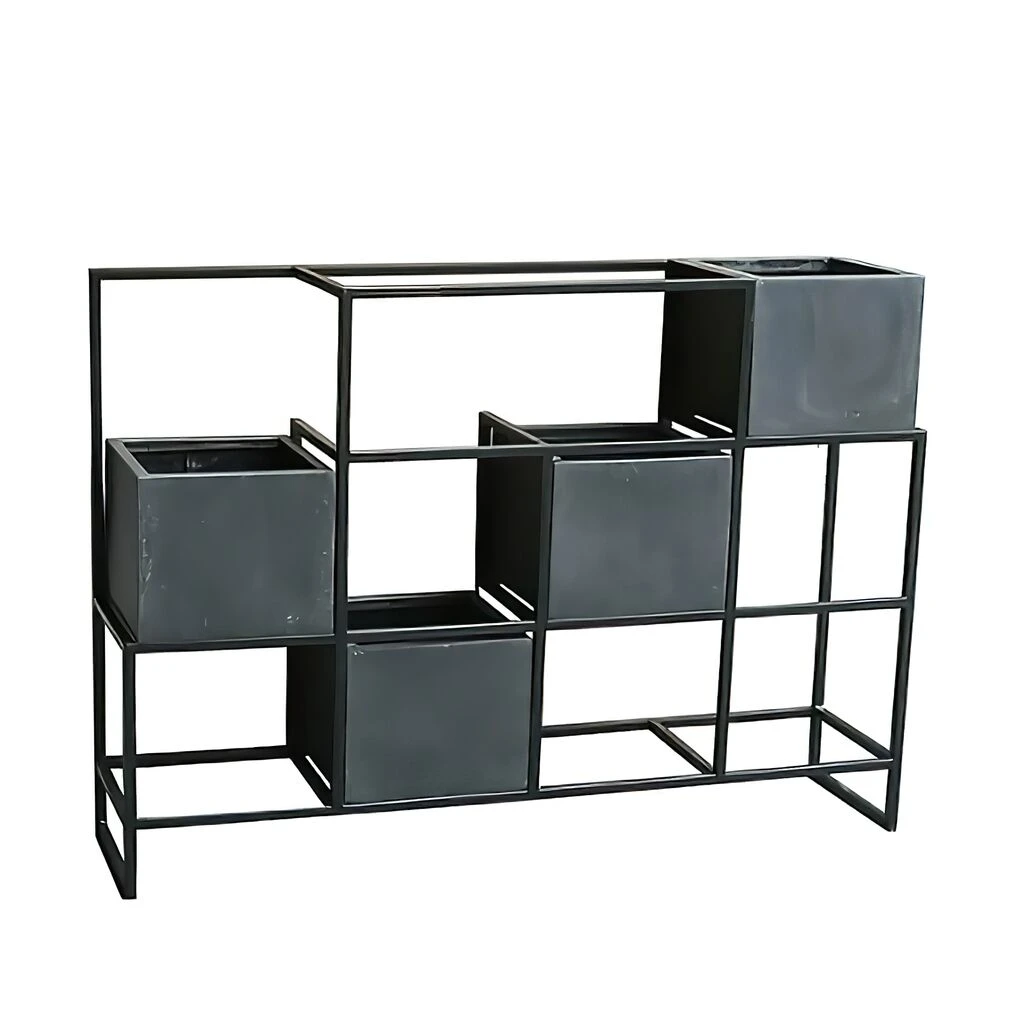 Raumteiler Mit 4 Polystone Pflanzgefäßen In Grau - Rakero 1 Raumteiler Mit 4 Polystone Pflanzgefäßen In Grau - Rakero