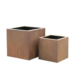 Rost Metall Pflanzgefäße 2er Set - Eckig - Kailula