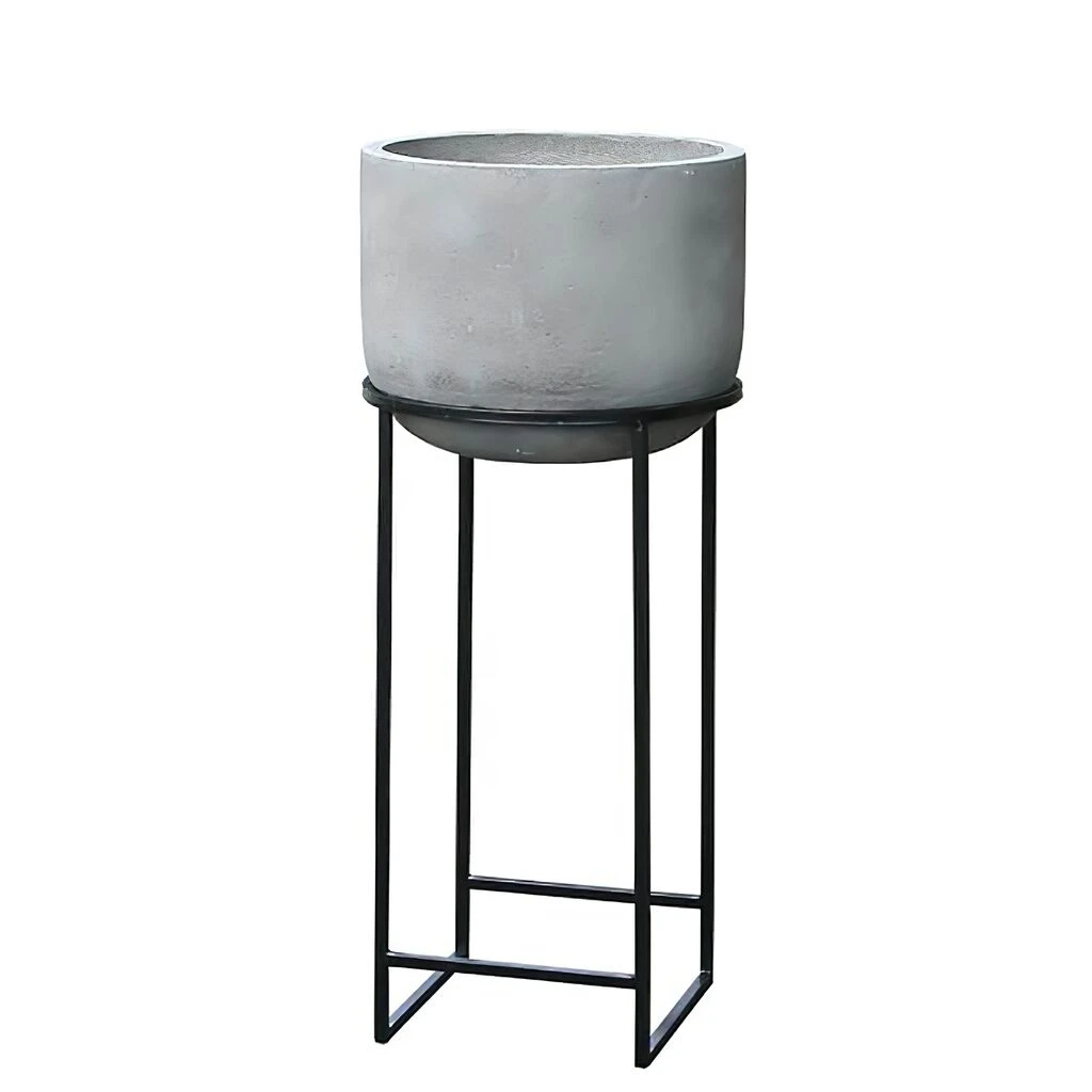 Runder Beton Pflanztopf Mit Metallfuß - Modern - Amaria 2 Runder Beton Pflanztopf Mit Metallfuß - Modern - Amaria – Bild 2