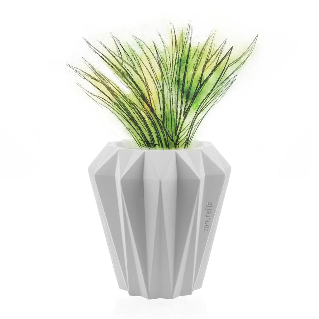 Runder Beton Pflanztopf Modern Mit Eckiger Oberfläche - Modigliani 1 Runder Beton Pflanztopf Modern Mit Eckiger Oberfläche - Modigliani