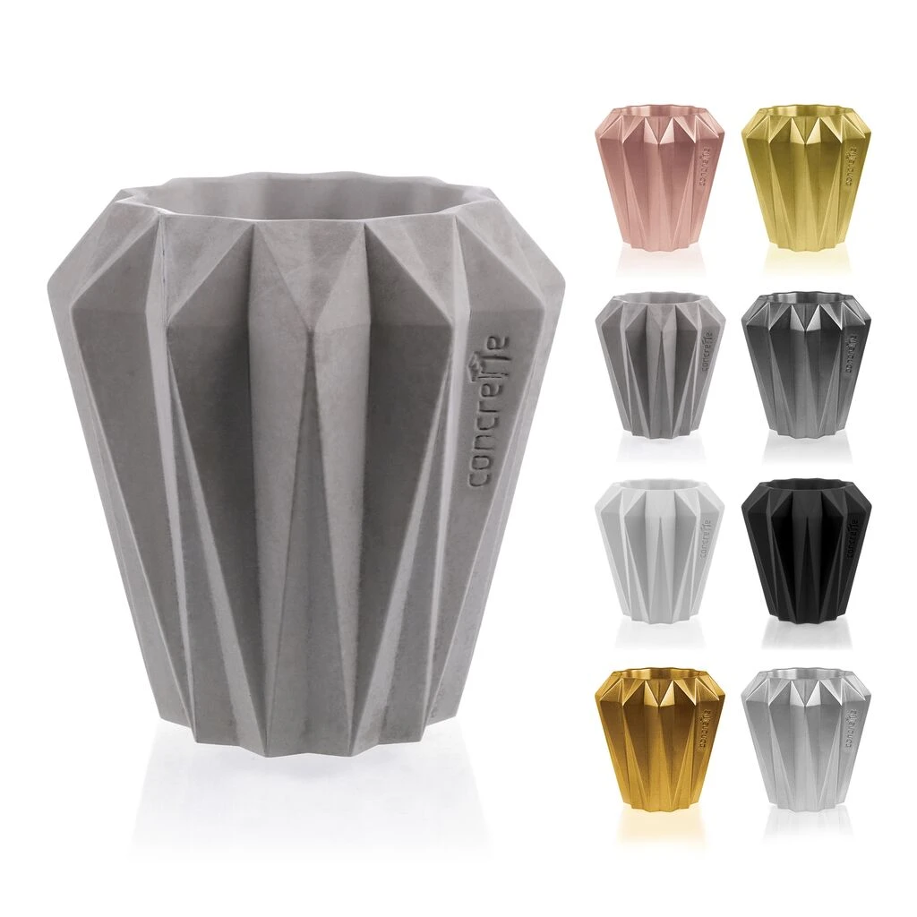 Runder Beton Pflanztopf Modern Mit Eckiger Oberfläche - Modigliani 4 Runder Beton Pflanztopf Modern Mit Eckiger Oberfläche - Modigliani – Bild 4