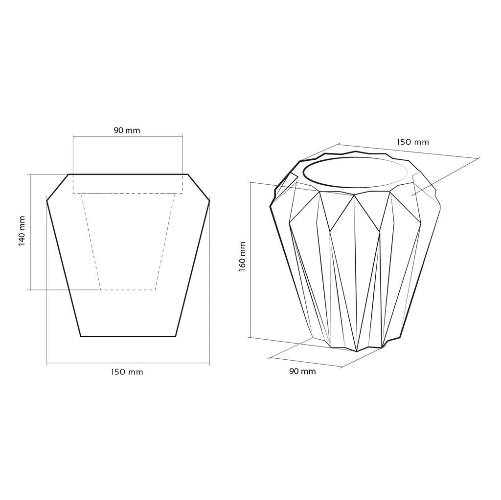 Runder Beton Pflanztopf Modern Mit Eckiger Oberfläche - Modigliani 5 Runder Beton Pflanztopf Modern Mit Eckiger Oberfläche - Modigliani – Bild 5