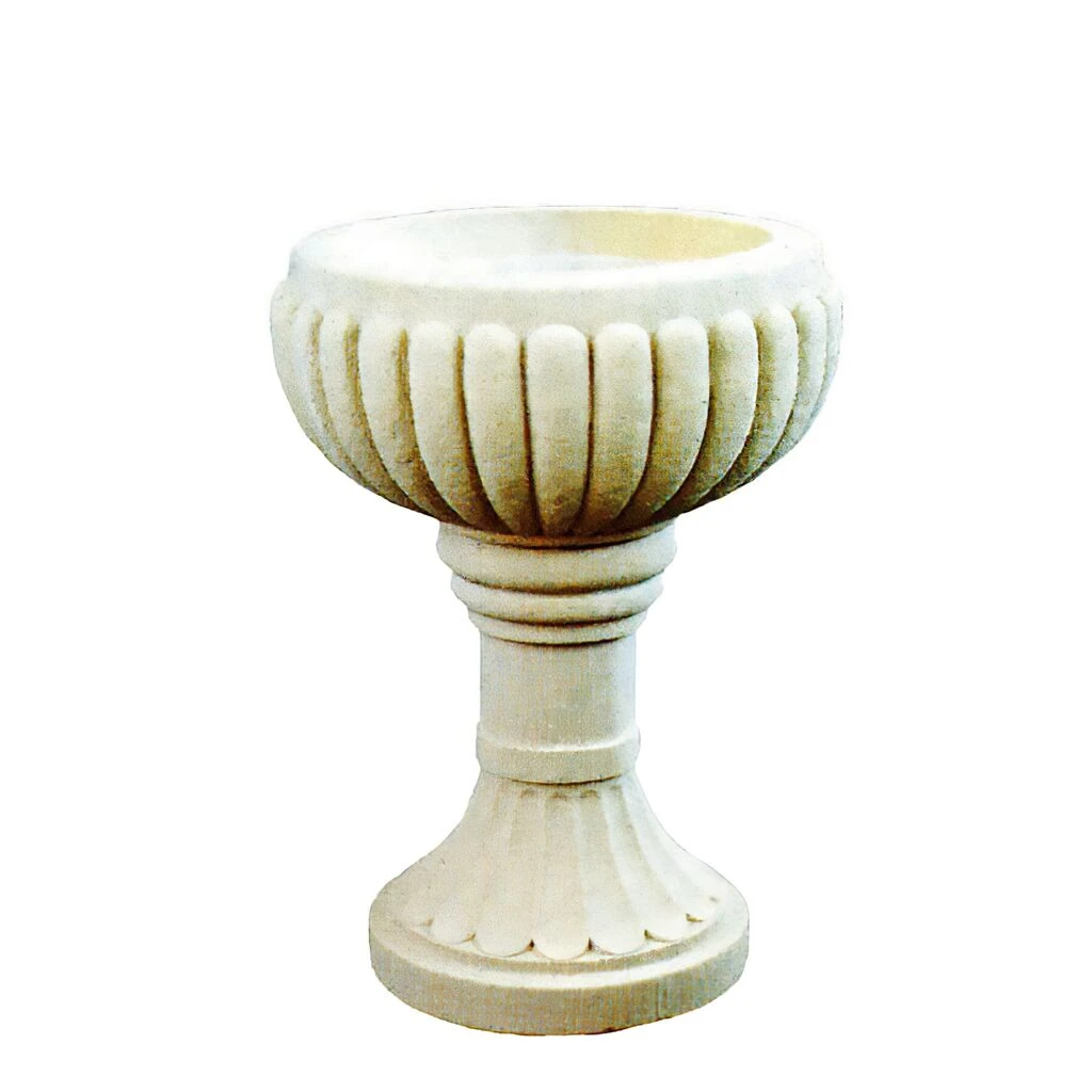 Steinguss Kelch Zum Bepflanzen Mit Dekorativer Kannelierung - Fagu 1 Steinguss Kelch Zum Bepflanzen Mit Dekorativer Kannelierung - Fagu