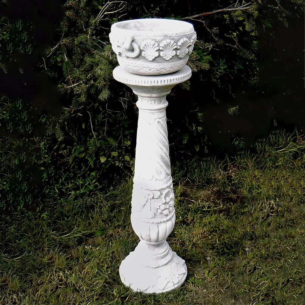 Steinguss Schale Inklusive Säule Im Maritimen Design Mit Muscheln - Harmonia 2 Steinguss Schale Inklusive Säule Im Maritimen Design Mit Muscheln - Harmonia – Bild 2