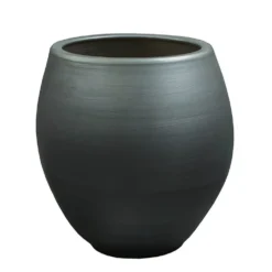 Stilvoller Pflanztopf Aus Steinzeug - Winterfest - Anthrazit - Rund - Veritas Niger