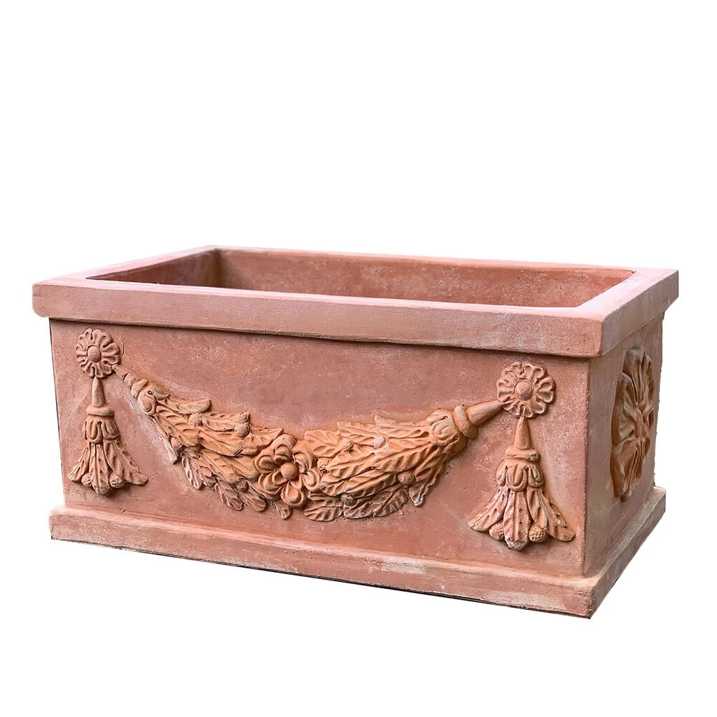 Terrakotta Pflanzkübel Mit Blumen Muster - Zoppo 2 Terrakotta Pflanzkübel Mit Blumen Muster - Zoppo – Bild 2