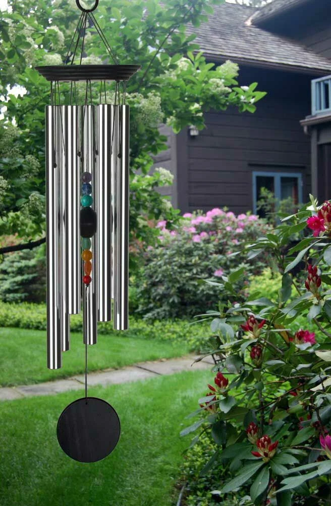 Windspiel Mit Metall Röhren Woodstock Chakra Chime - Seven Stones, Groß 2 Windspiel Mit Metall Röhren Woodstock Chakra Chime - Seven Stones, Groß – Bild 2
