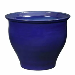 Winterfester Pflanztopf Aus Steinzeug - Blau - Rund - Mater Azur