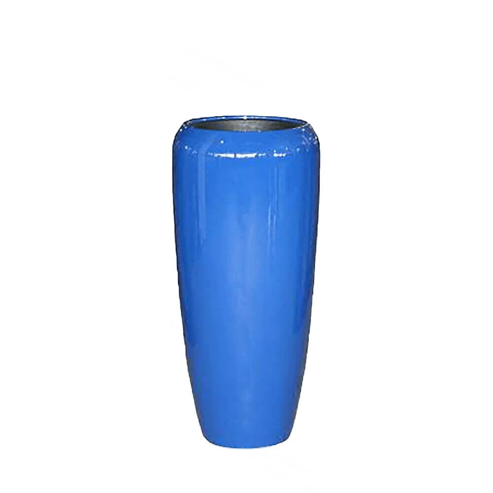 XXL Pflanzvase Aus Polystone - Blau Hochglänzend - Mit Einsatz - Malindi 1 XXL Pflanzvase Aus Polystone - Blau Hochglänzend - Mit Einsatz - Malindi