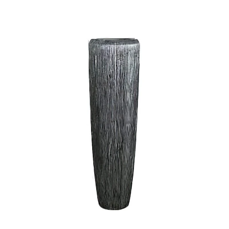 XXL Pflanzvase Aus Polystone - Indoor - Silber - Mit Einsatz - Awate 2 XXL Pflanzvase Aus Polystone - Indoor - Silber - Mit Einsatz - Awate – Bild 2