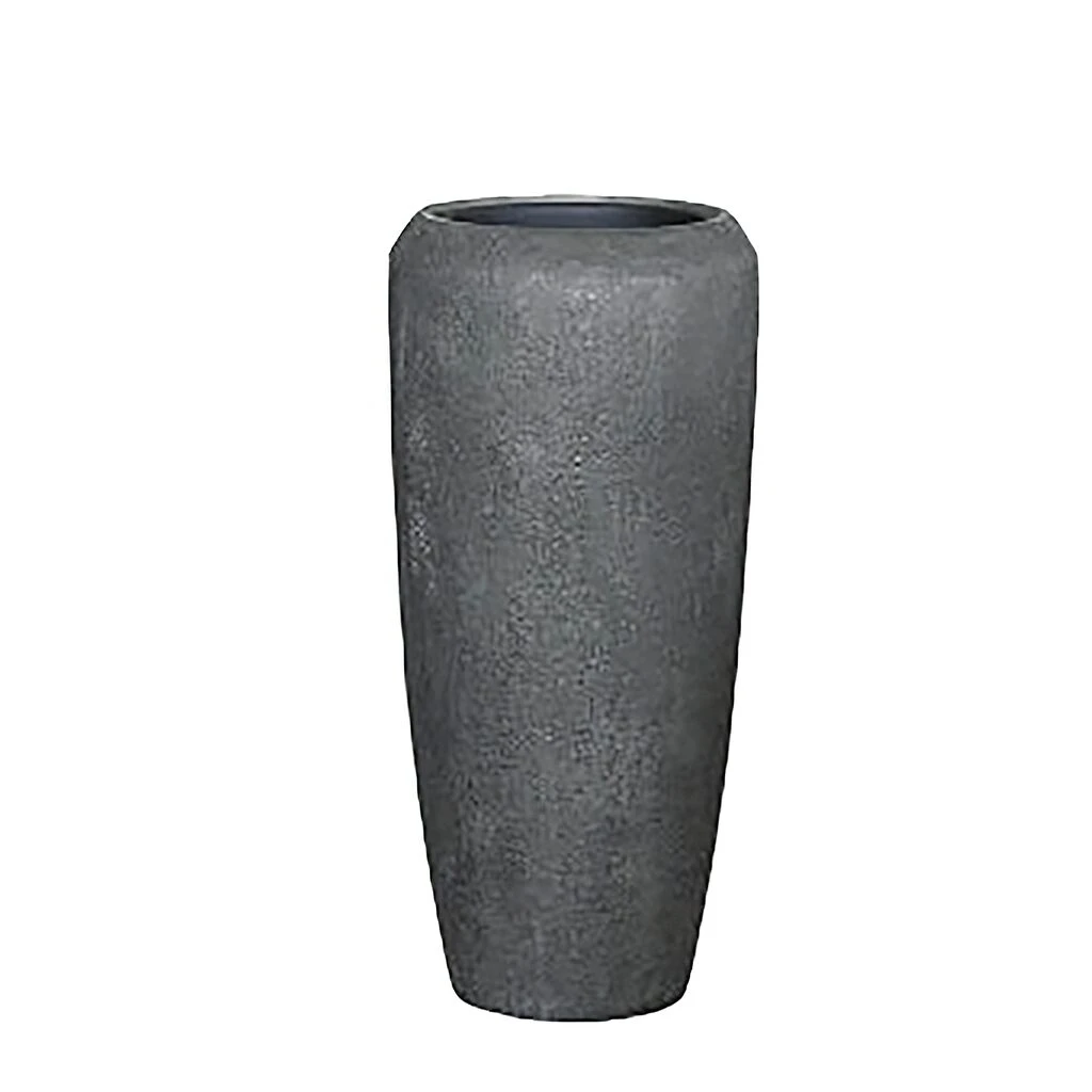 XXL Pflanzvase Aus Polystone Mit Einsatz - Rund - Grau - Zola 1 XXL Pflanzvase Aus Polystone Mit Einsatz - Rund - Grau - Zola