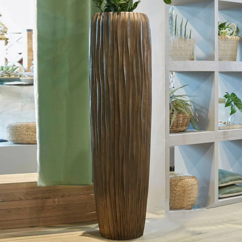 XXL Pflanzvase Mit Einsatz - Polystone - Braun - Sueli 1 XXL Pflanzvase Mit Einsatz - Polystone - Braun - Sueli