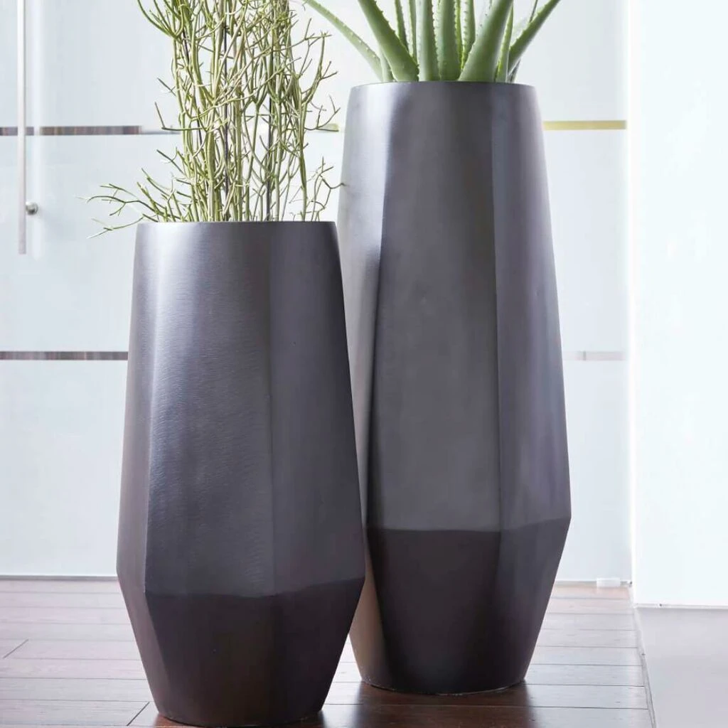 XXL Pflanzvase Mit Einsatz - Polystone - Schwarz - Modern - Ivie 1 XXL Pflanzvase Mit Einsatz - Polystone - Schwarz - Modern - Ivie