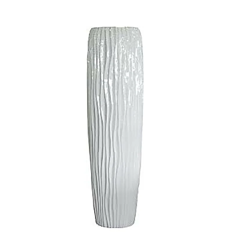 XXL Pflanzvase Mit Einsatz - Polystone - Weiß Glänzend - Modern - Treia 2 XXL Pflanzvase Mit Einsatz - Polystone - Weiß Glänzend - Modern - Treia – Bild 2